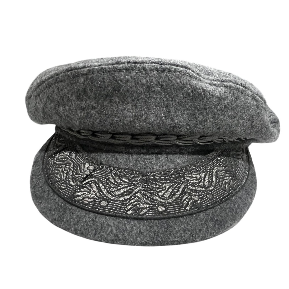 Greek Fisherman's Cap Wool Blend Gray Mariner Fiddler Hat Made Greece Size 7 3/8